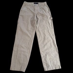 Abercrombie & Fitch Loose Carpenter Pants Hickory Stripe Blue White 28W 27L Y2K